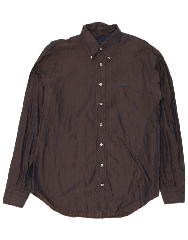 HARMONT & BLAINE Camisa para hombre 2XL Algodón a rayas marrón