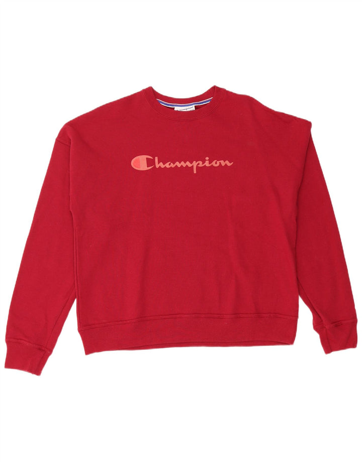 CHAMPION Hombre Sudadera Jumper Medium Borgoña Algodón