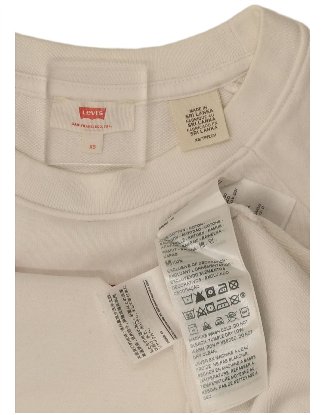Levi's Sudadera de gran tamaño con gráfico para mujer UK 6 XS Algodón blanco