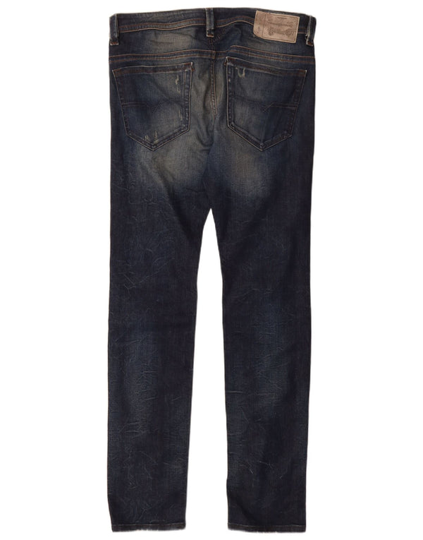 Diesel Hombre Thavar Vaqueros Ajustados Desgastados W31 L32 Algodón Azul