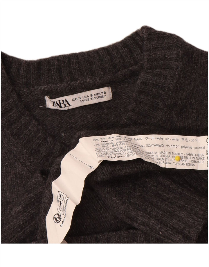 Zara Hombre Jersey Cuello Redondo Jersey Small Lana Gris