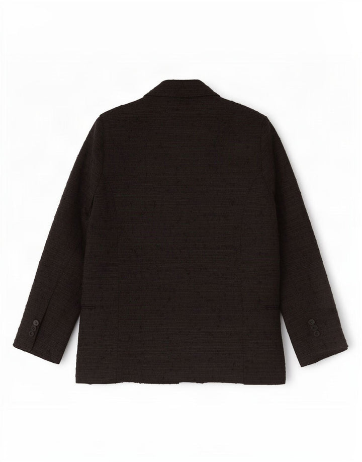 Zara Chaqueta tipo blazer con doble botonadura para hombre UK 36 Small Poliéster moteado negro