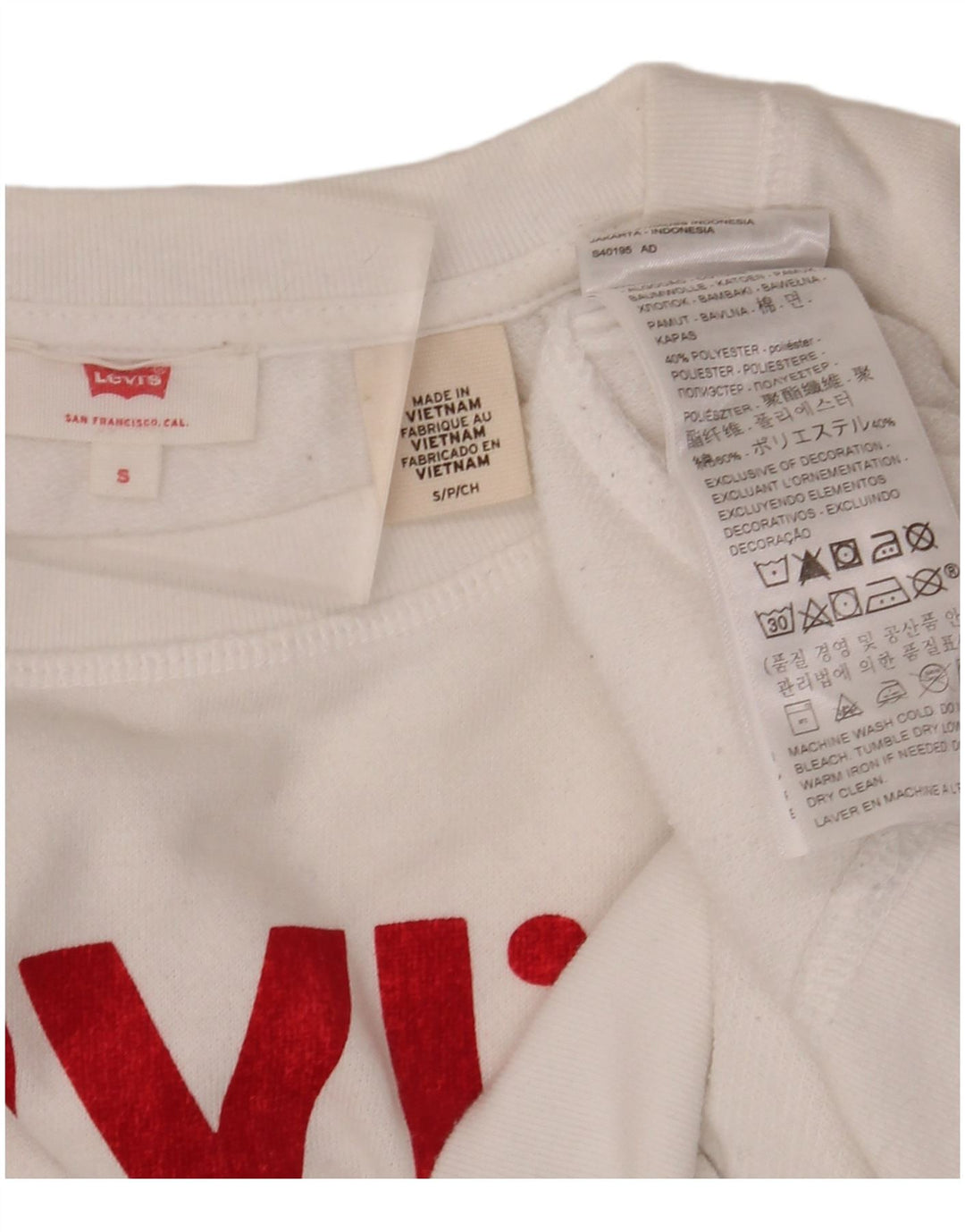 LEVI'S Sudadera extragrande para mujer, talla 10, algodón blanco pequeño