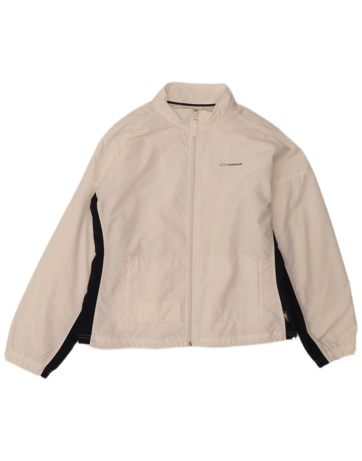 Reebok Chaqueta de chándal para mujer UK 40 Grande Blanco Colorblock Poliéster