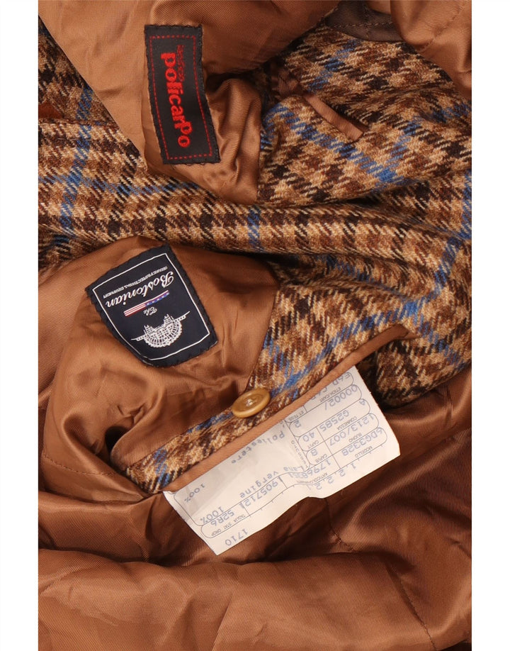 Chaqueta blazer bostoniana de 3 botones para hombre IT 52 XL Lana de pata de gallo marrón
