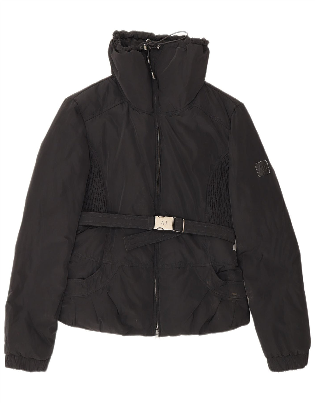 Armani Jeans Chaqueta Acolchada Corta para Mujer EU 42 Grande Poliéster Negro