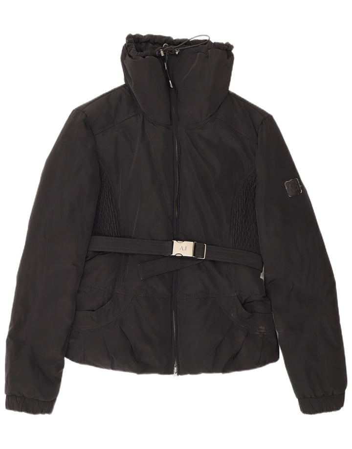 Armani Jeans Chaqueta Acolchada Corta para Mujer EU 42 Grande Poliéster Negro