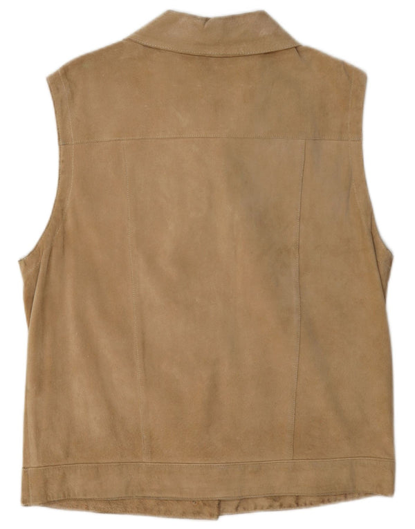 Vintage mujer ante Gilet EU 40 cuero beige medio