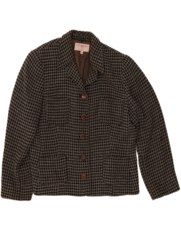 Emanuel Ungaro Chaqueta tipo blazer de 5 botones para mujer IT 50 XL Pata de gallo negra