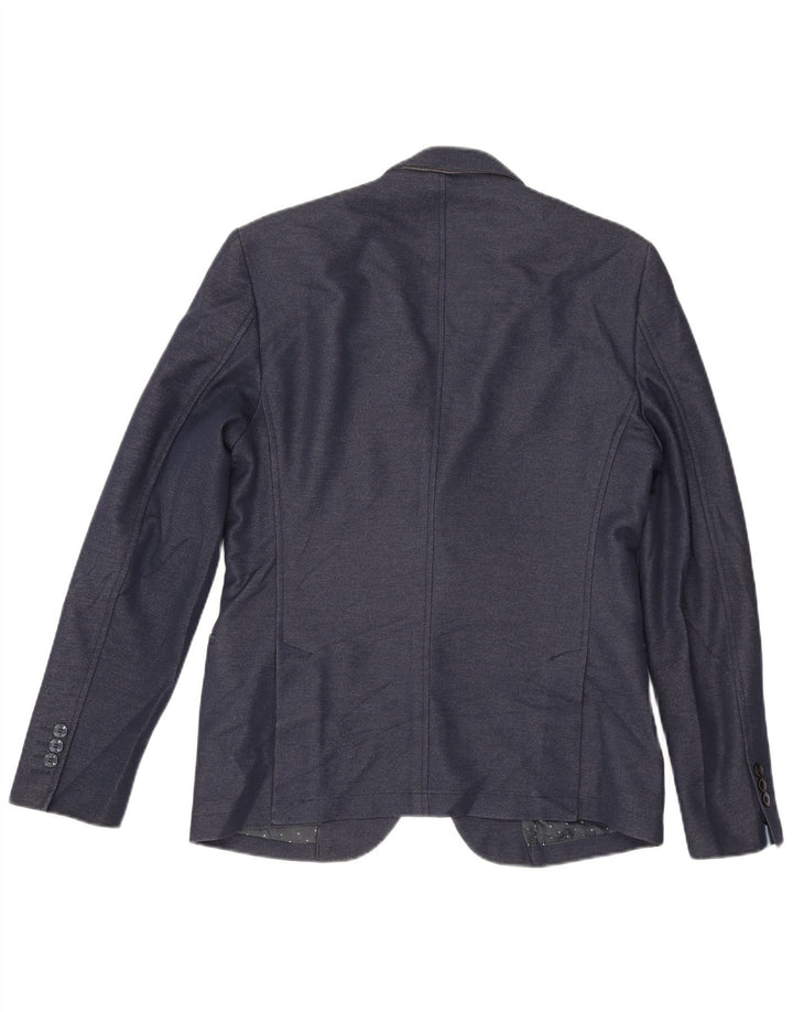 Zara Chaqueta tipo blazer de 2 botones para hombre EU 52 Grande Poliéster azul marino