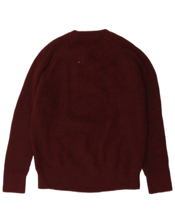 Zara Hombre Jersey Cuello Redondo Lana Medio Burdeos