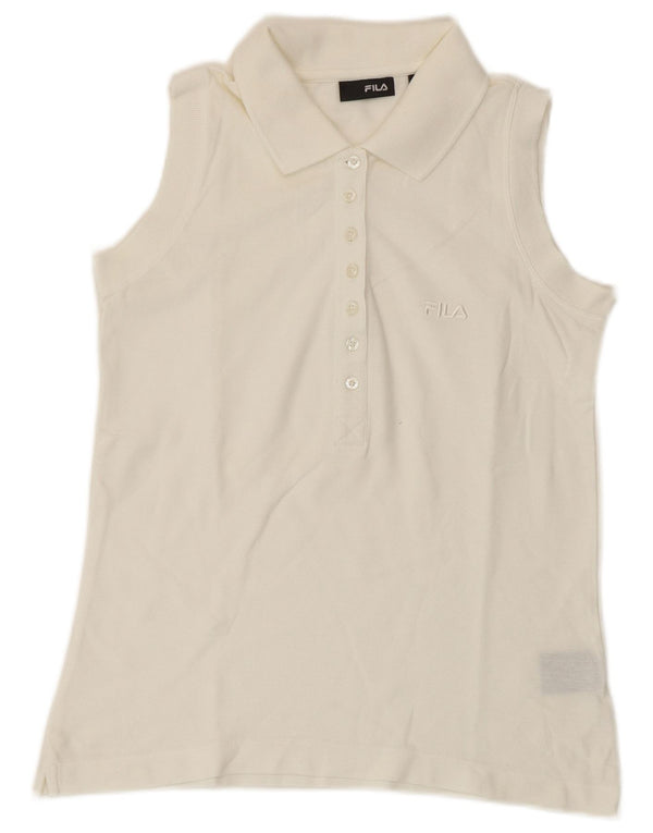 Fila Polo sin mangas para mujer UK 12 Medium White Cotton