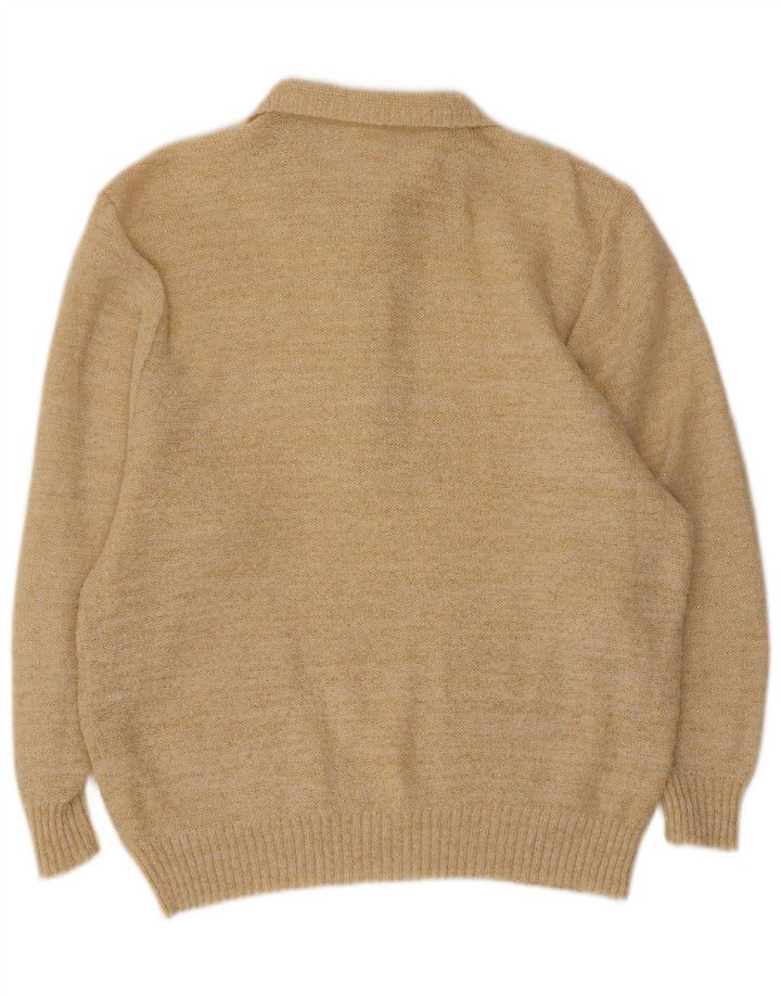 Vintage mujer oversize polo cuello jersey suéter EU 40 medio beige