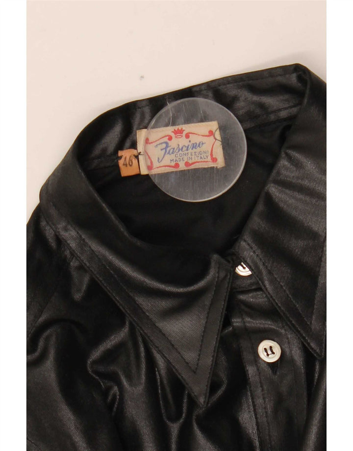 Fascino Camisa de cuero para mujer IT 46 Large Black