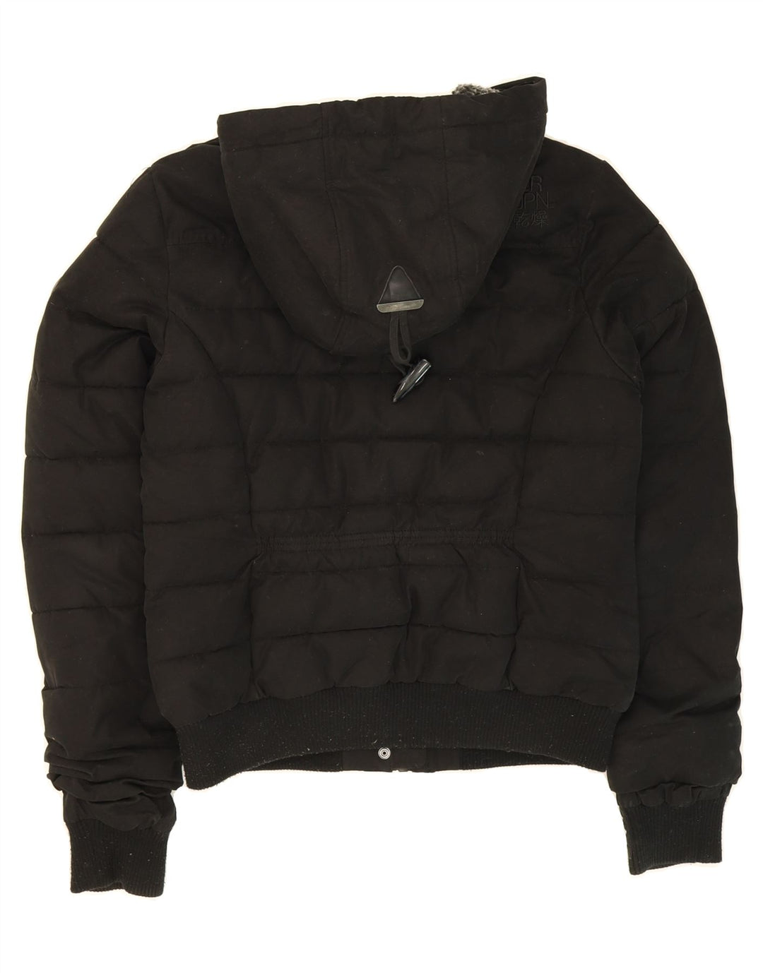 SUPERDRY Womens Hooded Padded Jacket UK 12 Medium Black Polyester Vintage Superdry and Second-Hand Superdry from Messina Hembry 