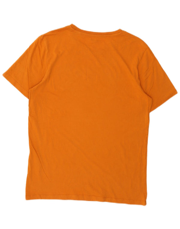 JACK & JONES Hombre Camiseta Gráfica Top Algodón Naranja Mediano