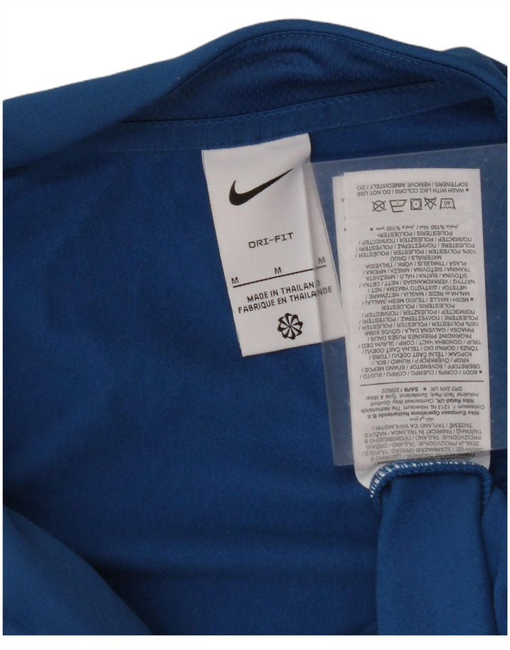 NIKE Mujer Dri Fit Zip Neck Jersey Chándal Top UK 40 Azul Medio