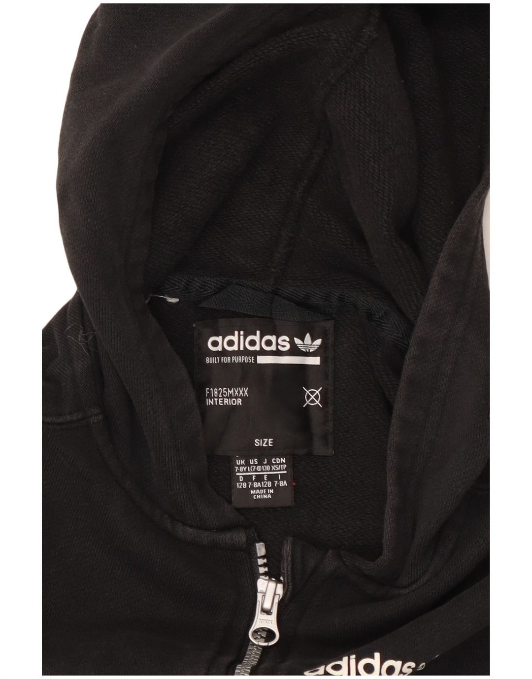 Adidas - Sudadera con capucha y cremallera para niños, 7-8 años, color negro