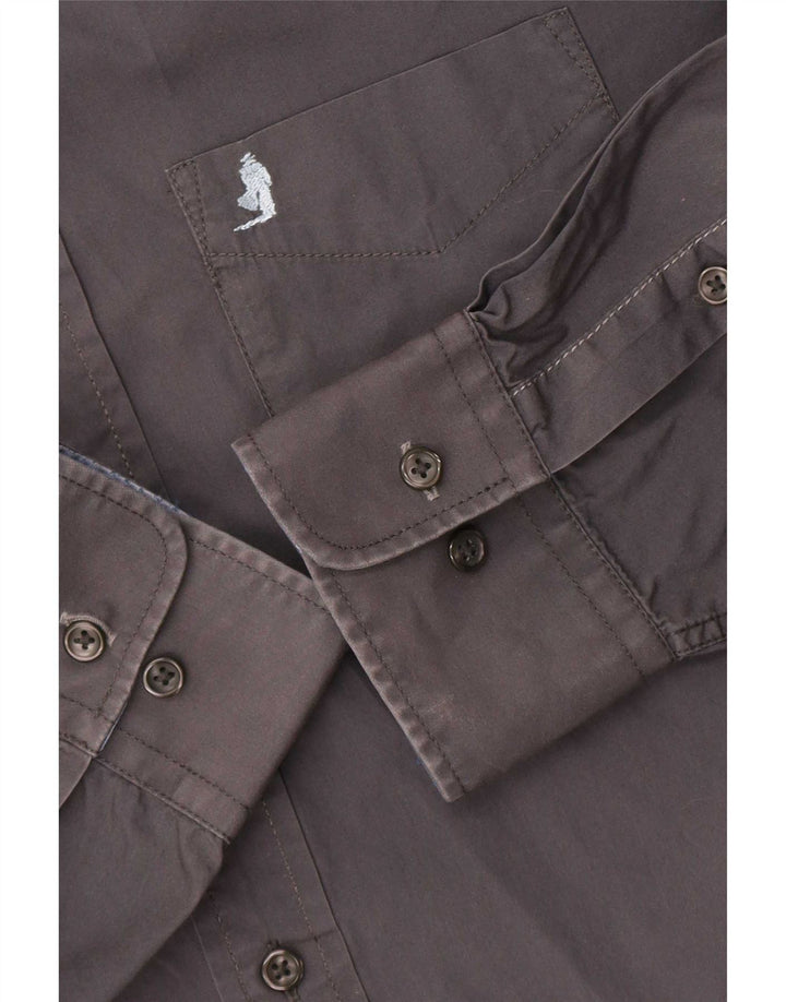 Marlboro Classics - Camisa de corte regular para hombre, algodón gris grande