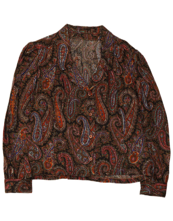 Vintage Womens Crop Shirt Blouse UK 8 Small Multicoloured Paisley