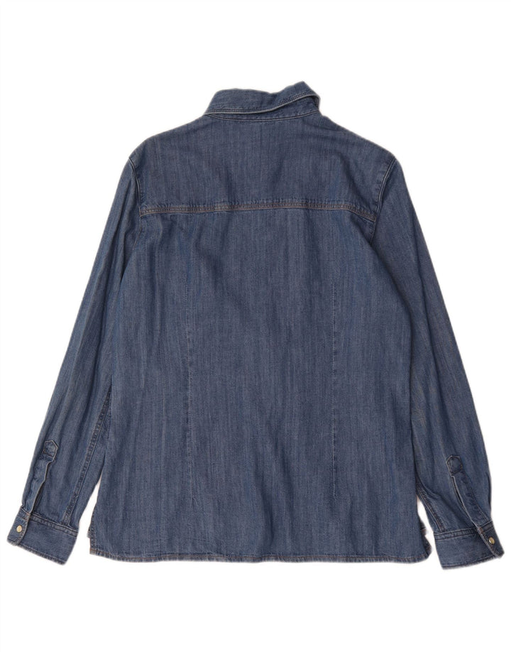 Vintage mujer camisa de mezclilla Reino Unido 16 azul grande