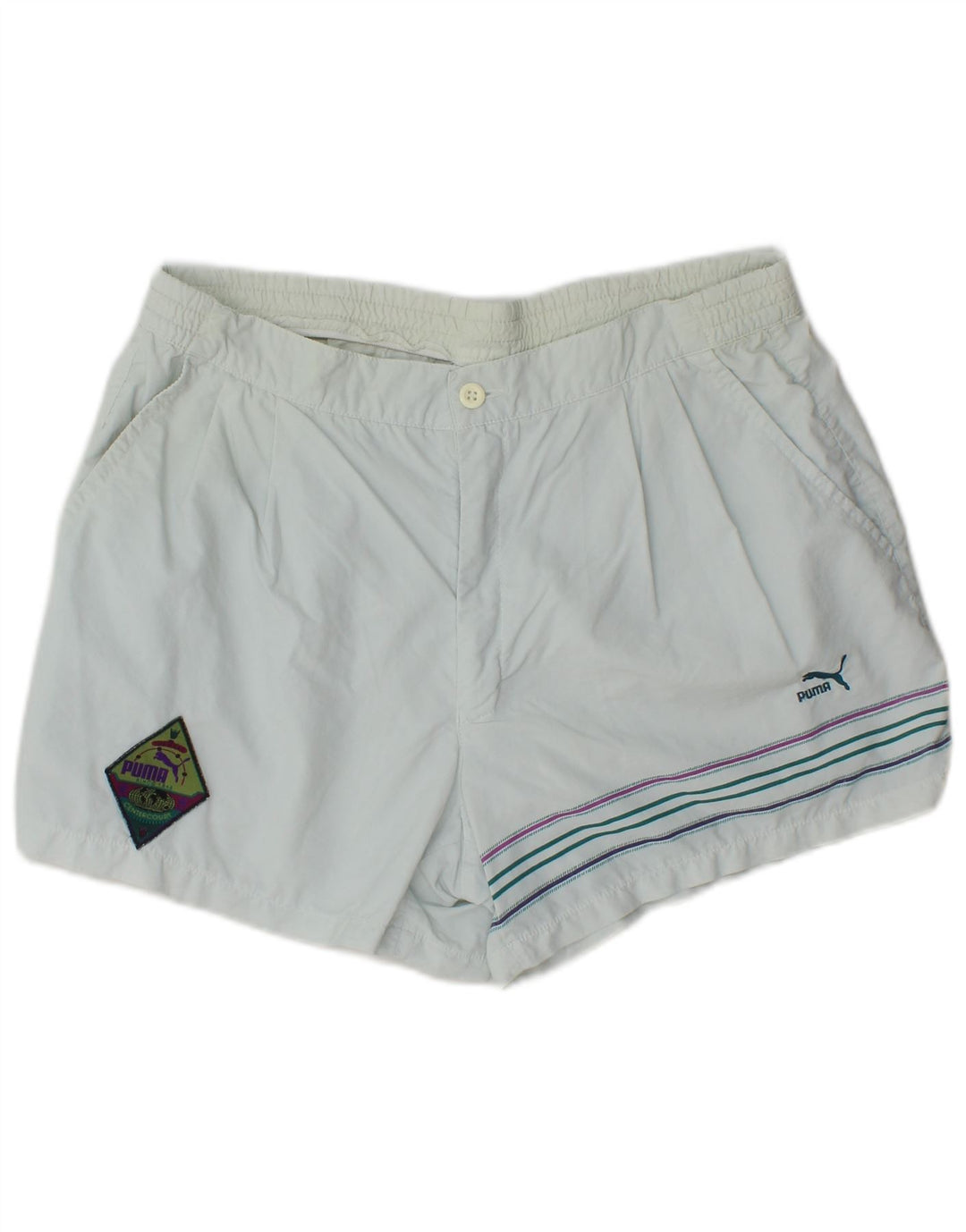 Puma Pantalones cortos chinos pegados para hombre W36 Poliamida a rayas azules grandes