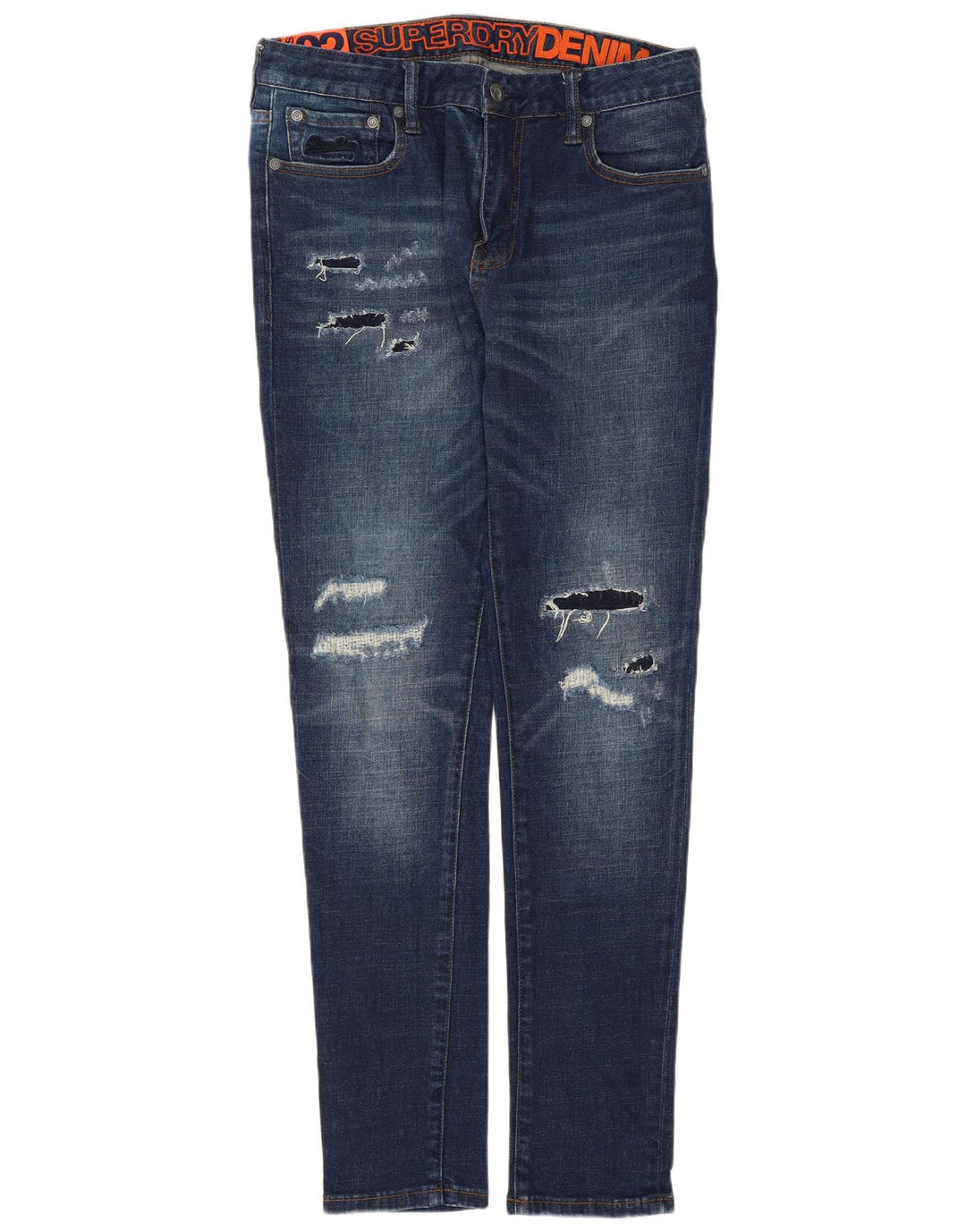 SUPERDRY Vaqueros ajustados desgastados para hombre W32 L29 Algodón azul