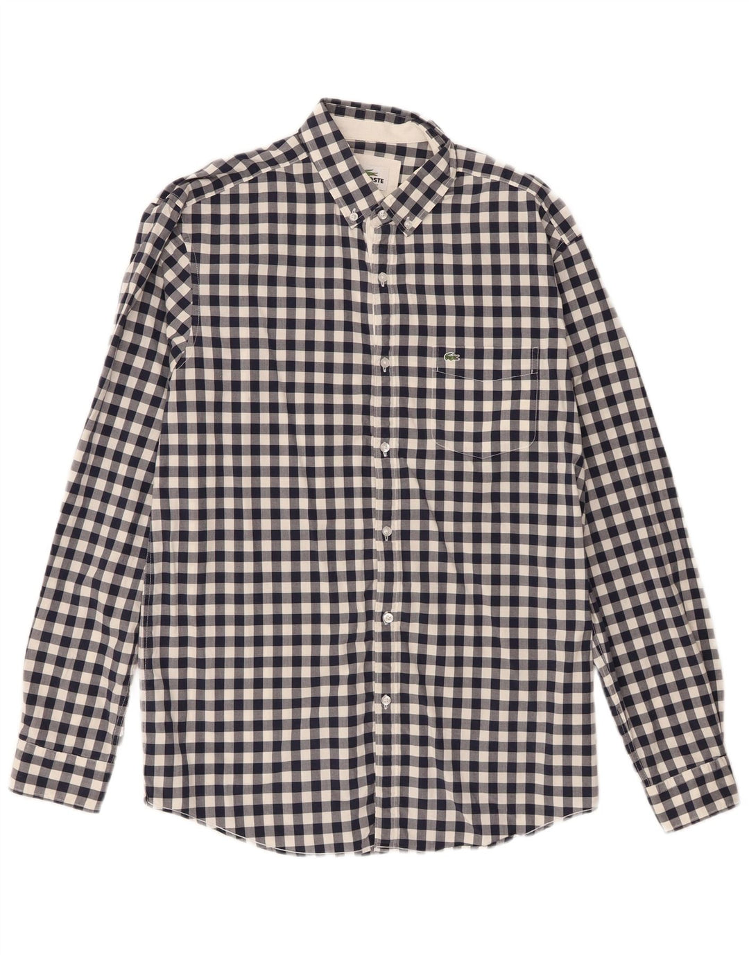Camisa Lacoste Hombre Regular Fit Talla 40 Mediana Azul Marino Algodón Vichy