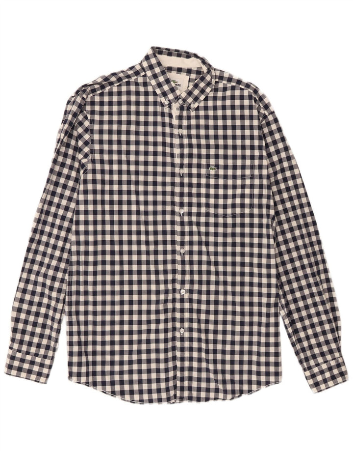 Camisa Lacoste Hombre Regular Fit Talla 40 Mediana Azul Marino Algodón Vichy