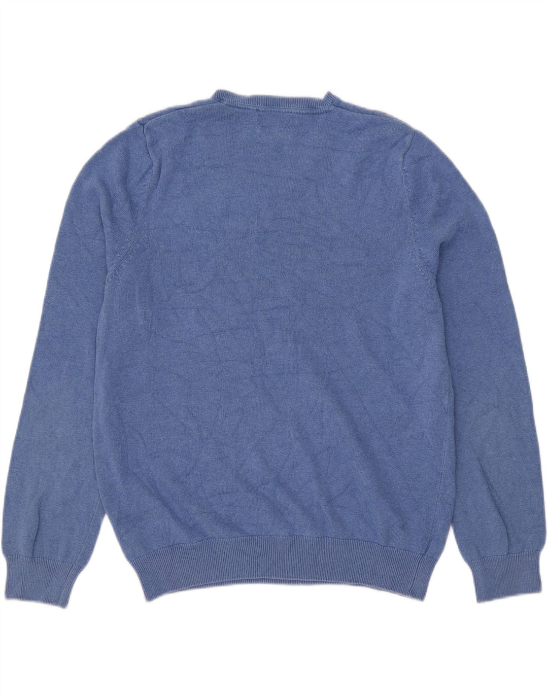 Marks & Spencer Jersey con cuello en V para hombre, talla grande, algodón azul