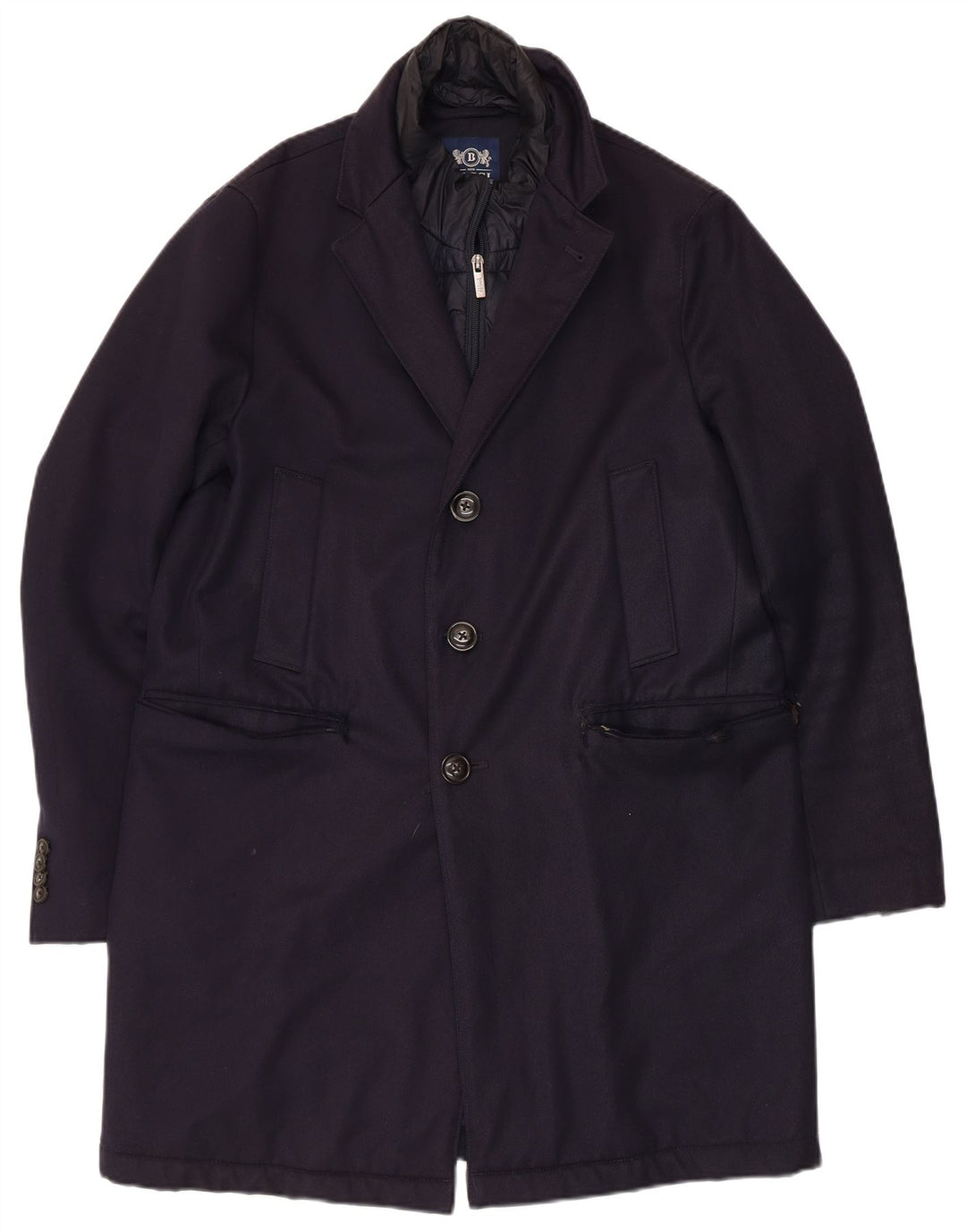 Abrigo Boggi Hombre IT 46 Small Lana Azul Marino