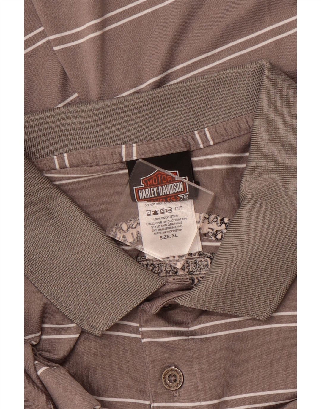 HARLEY DAVIDSON Polo Hombre XL Poliéster Rayas Gris