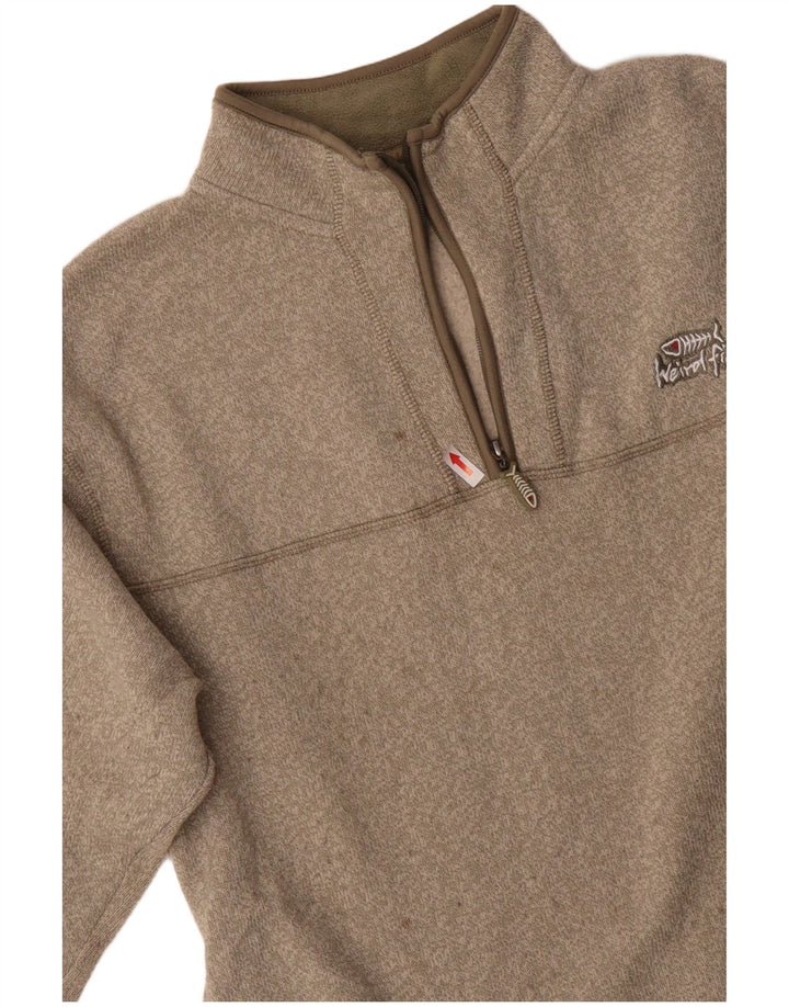 WEIRD FISH Sudadera con Cuello y Cremallera para Hombre Jersey Medio Beige Poliéster