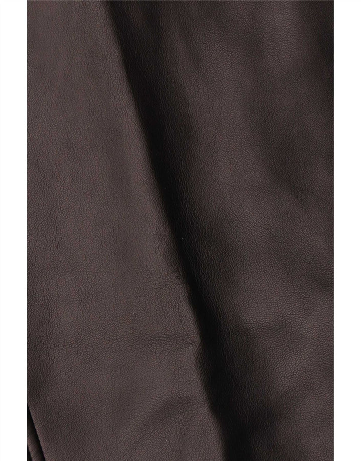 Vintage mujer cuero gilet Reino Unido 10 pequeño negro