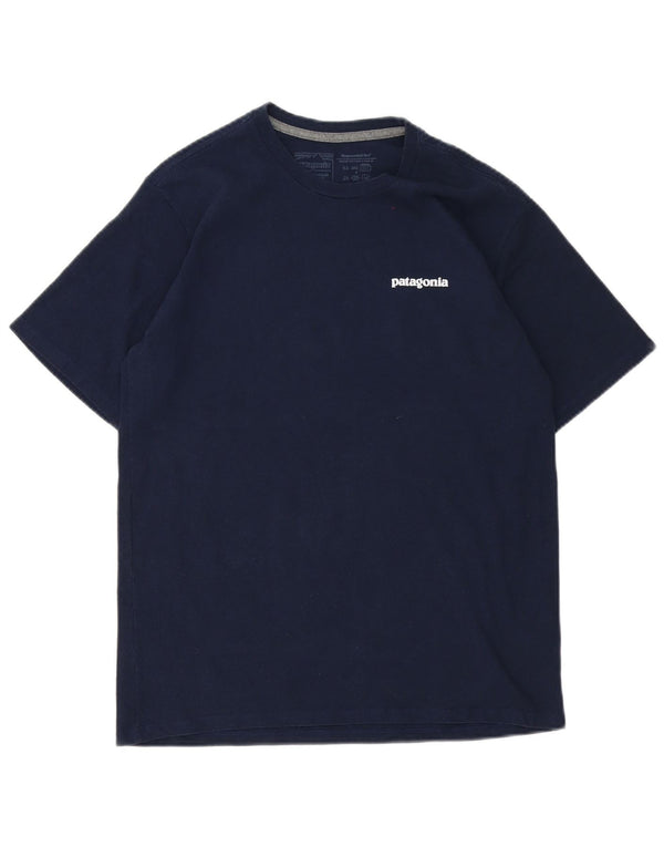 Patagonia Hombre Regular Fit Graphic Camiseta Top Small Azul Marino Poliéster