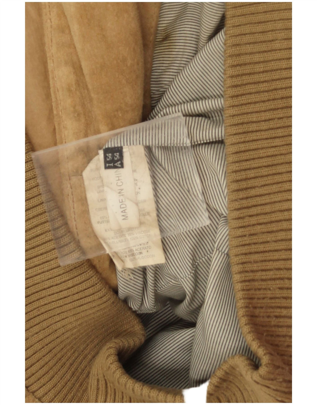 Vintage hombres ante bomber chaqueta IT 54 2XL cuero beige