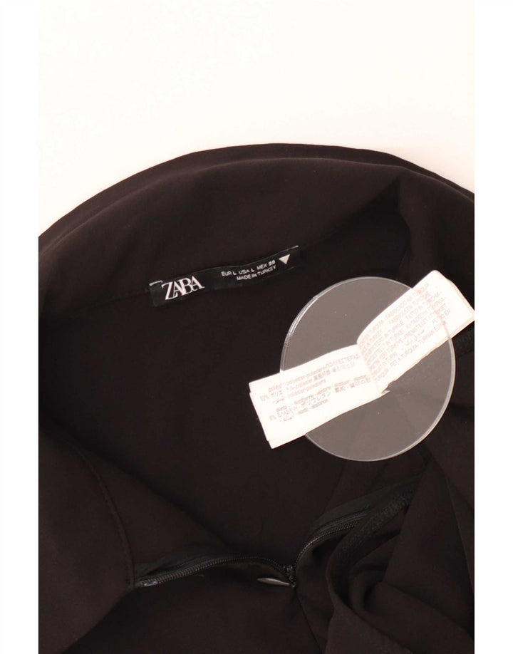 Zara Mujer Body Camisero UK 44 Grande Poliéster Negro