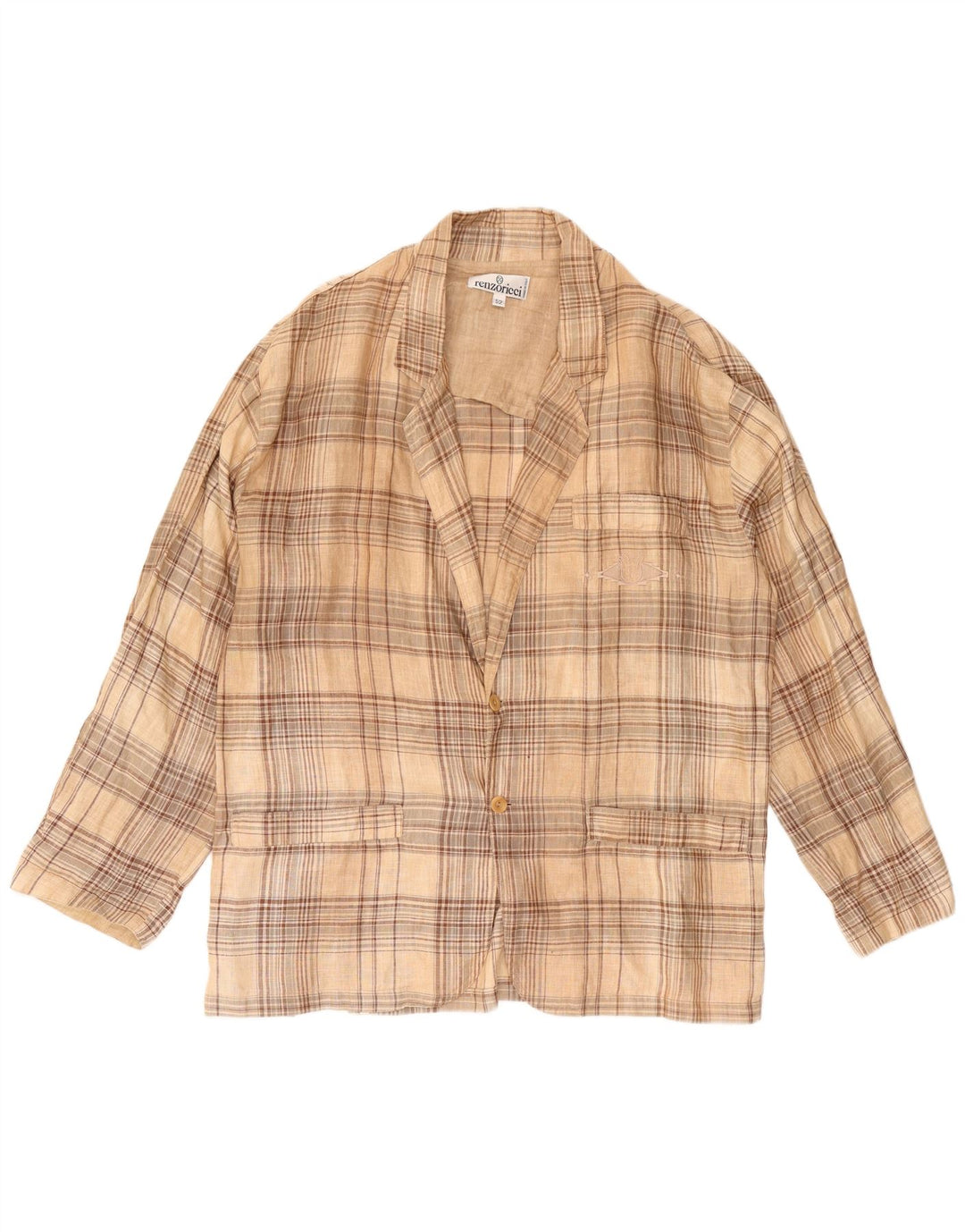 Vintage hombres 3 botones Blazer chaqueta IT 52 XL Beige Check