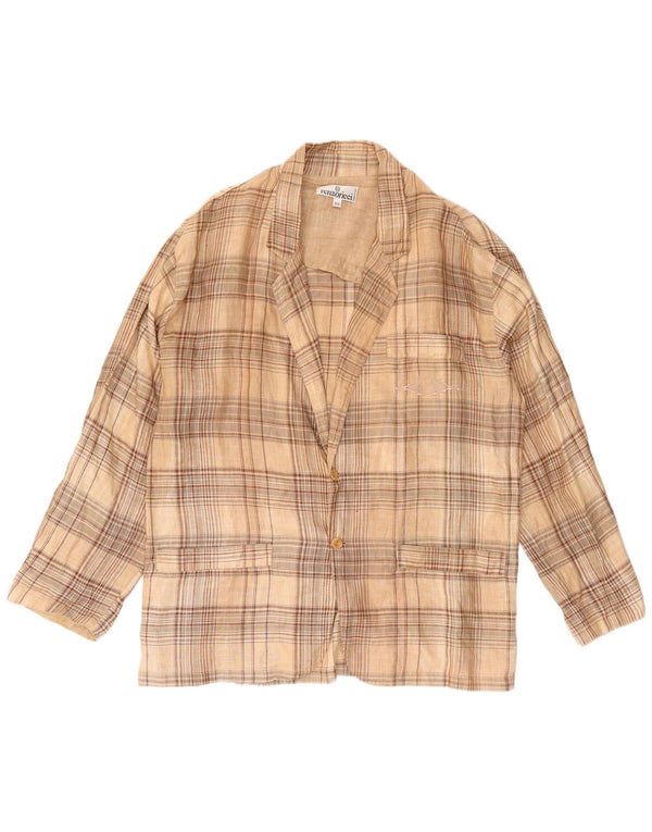 Vintage hombres 3 botones Blazer chaqueta IT 52 XL Beige Check