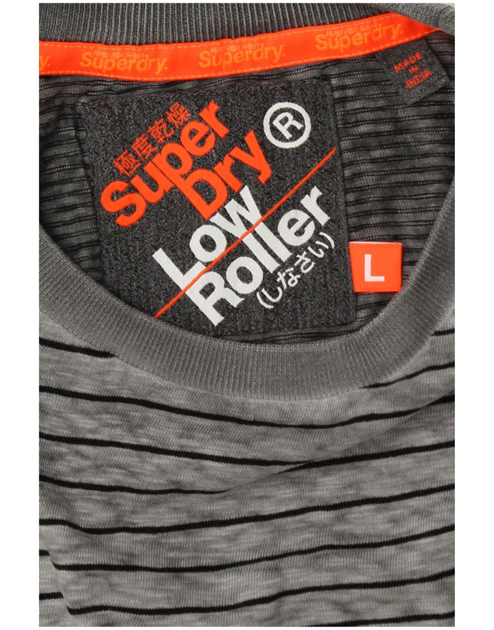 Superdry Camiseta para hombre Top Large gris a rayas