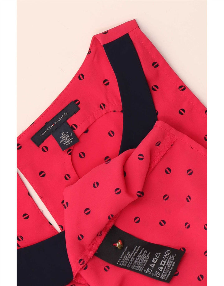 Tommy Hilfiger Blusa sin mangas para mujer UK 44 Medio rojo manchado
