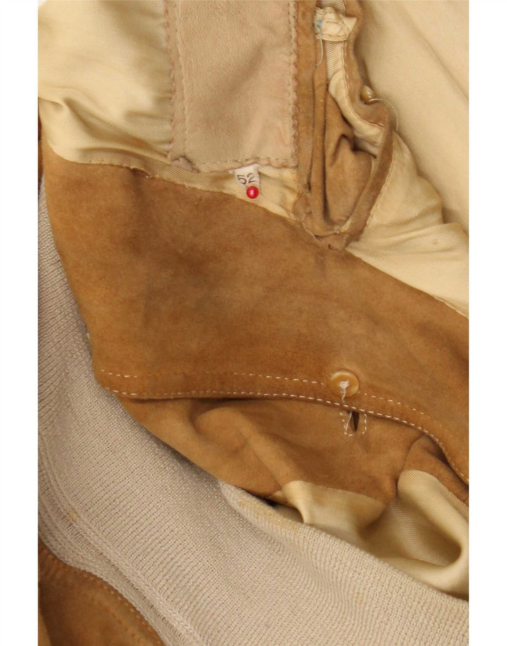 Vintage hombres ante bomber chaqueta IT 52 XL cuero beige