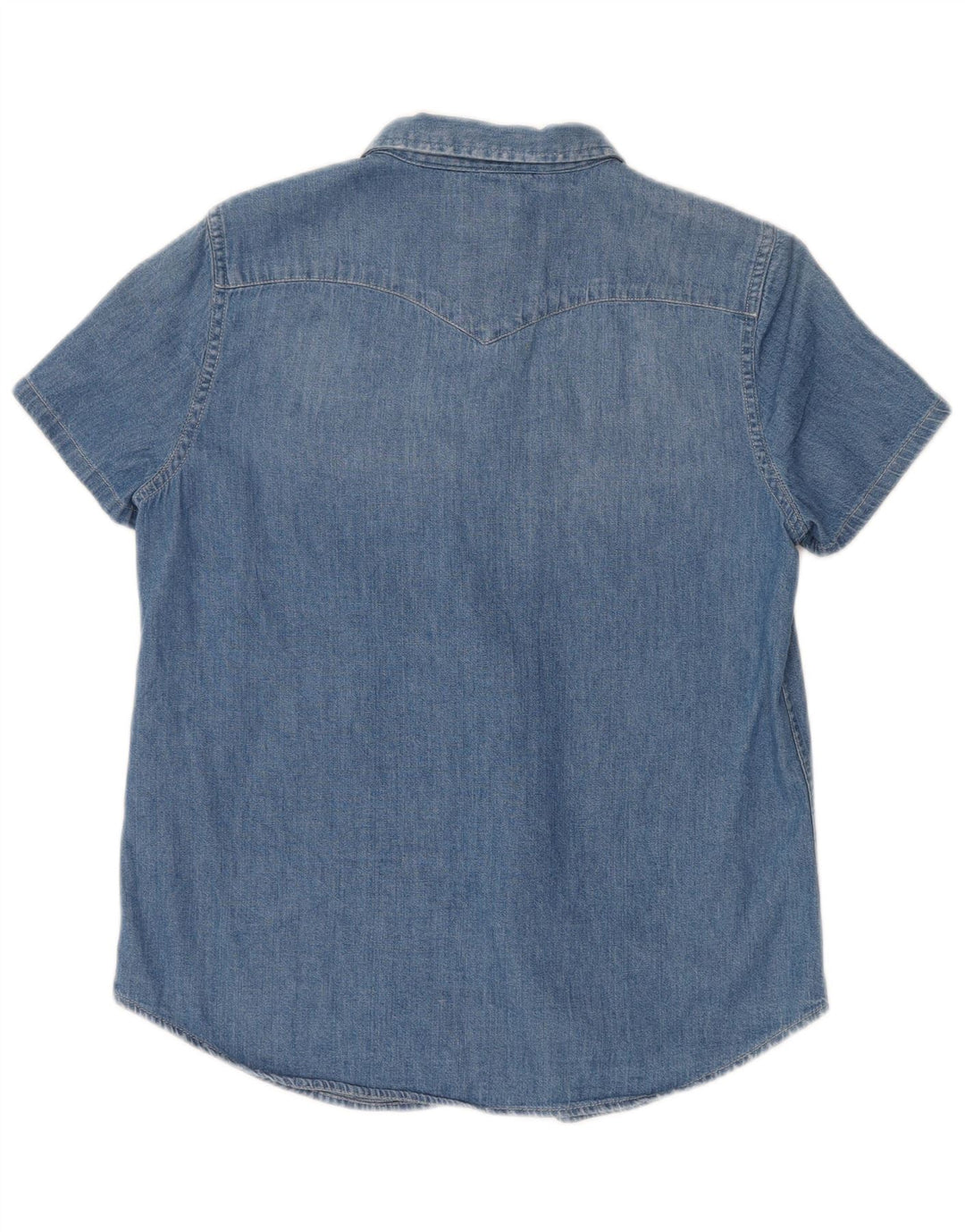 LEVI'S Camisa vaquera de manga corta gráfica para mujer UK 44 Algodón azul medio
