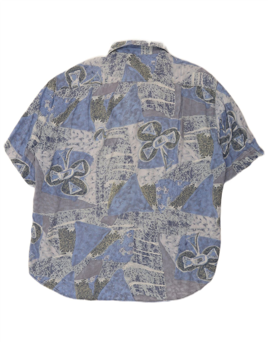 Vintage hombres patrón abstracto camisa de manga corta azul grande