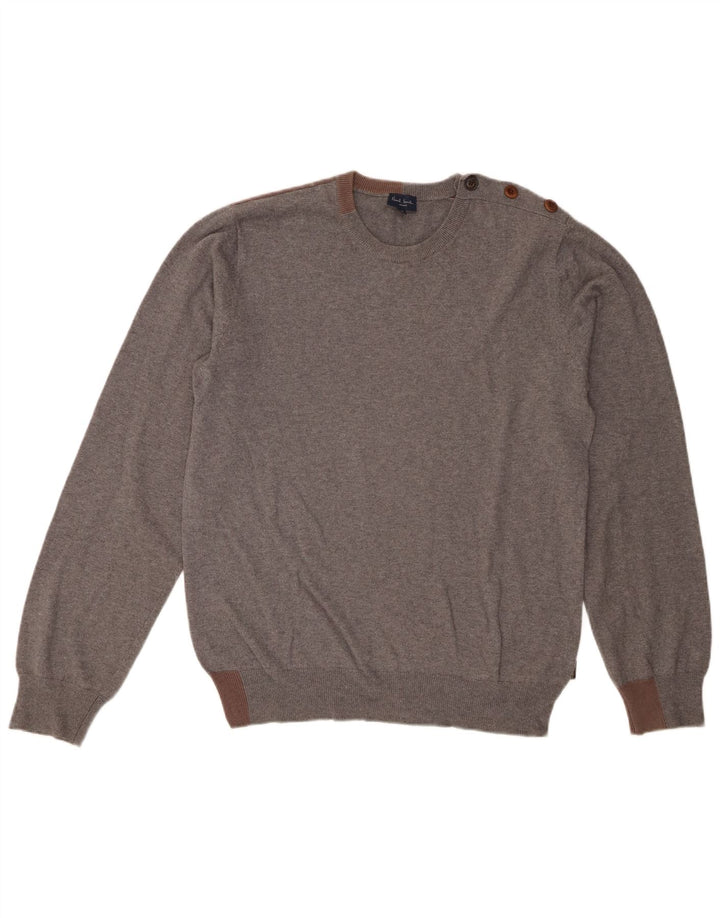 Paul Smith Jersey De Cuello Redondo Para Hombre De Algodón Gris Medio Con Bloques De Color