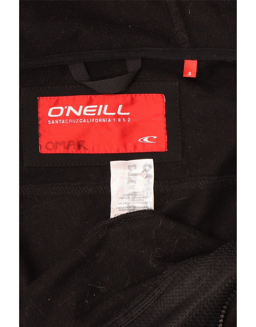 O'Neill Chaqueta cortavientos con capucha para hombre UK 36 Small Poliéster negro