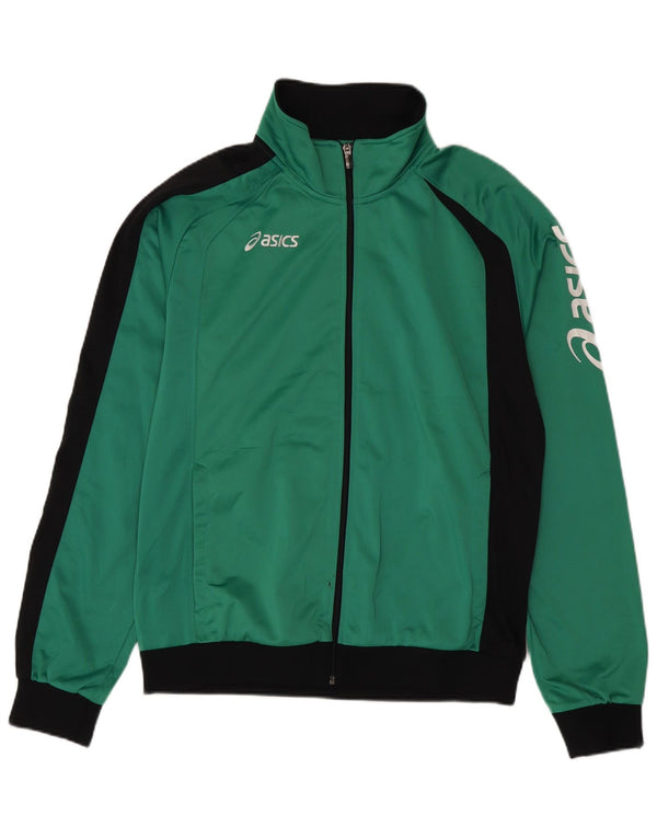 Asics Mens Graphic Chándal Top Chaqueta 2XL Verde Colorblock Poliéster