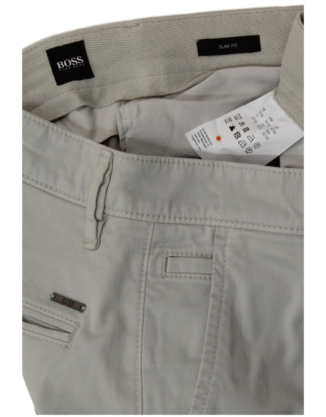 Pantalones chinos de corte slim para mujer HUGO BOSS W32 L29 Algodón gris