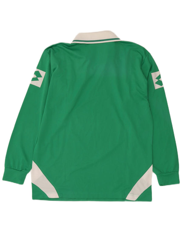 LOTTO Polo gráfico de manga larga para hombre XL Poliéster color block verde