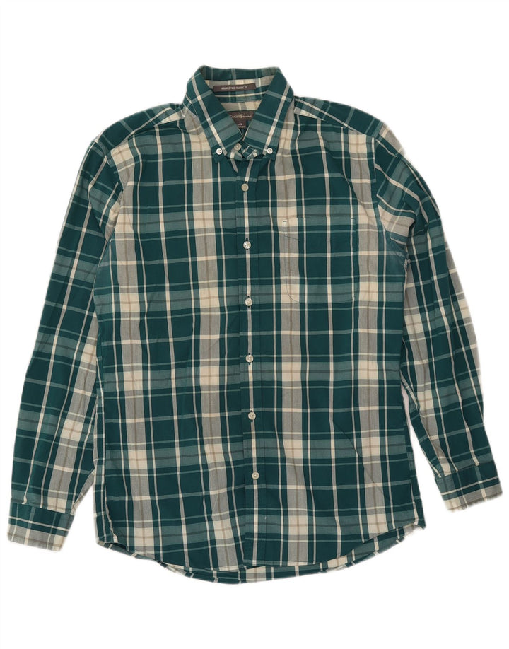 EDDIE BAUER Camisa de corte clásico para hombre de algodón a cuadros verde medio